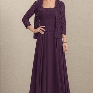 JJs House Purple Sleeveless Square Neck Gown